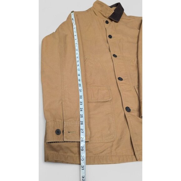 Lands End Chore Jacket Field Barn Coat Corduroy Trim Plaid Lined Tan Men Sz L T - Picture 13 of 13